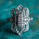 Vintage Ring Clear Swarovski Crystal Antique 18k White Gold Silver Antique Womans Jewlery #R1415