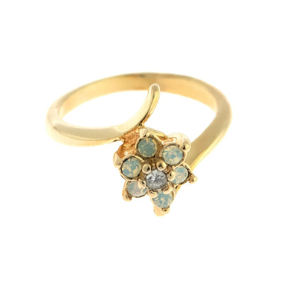 Vintage Ring 1970's Clear Crystal and Genuine Pinfire Opal Ring 18kt Gold Ring R842 - Limited Stock - Never Worn
