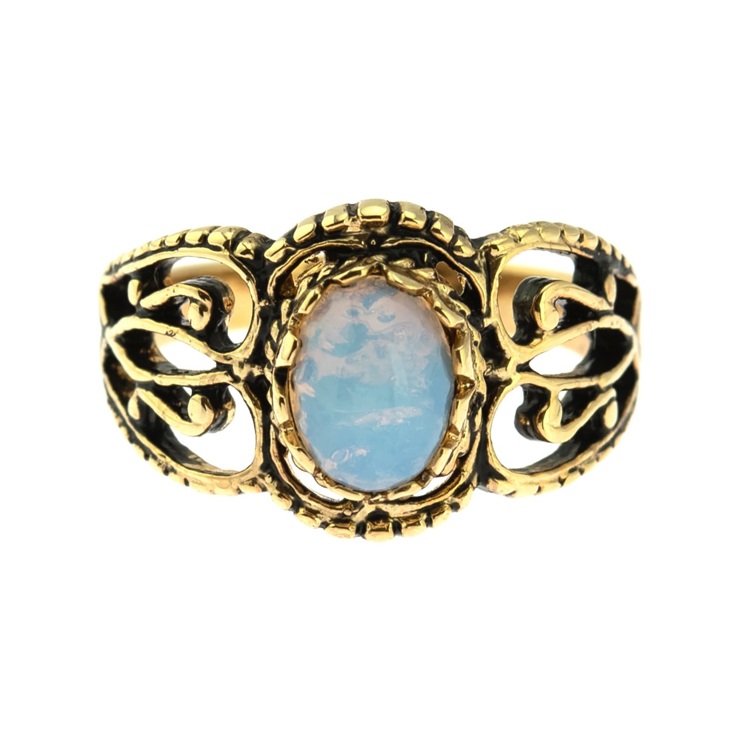 Vintage Ring Pinfire Opal Filigree Ring Antique 18k Gold Womans Jewlery Handmade Size Opals R142 - Limited Stock - Never Worn