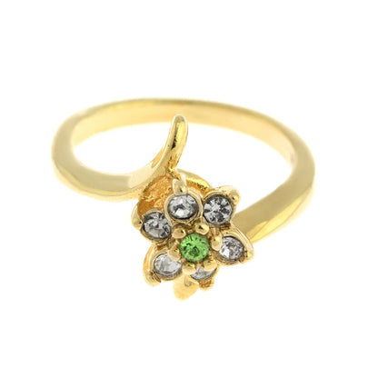 Vintage Ring 1970's Peridot and Swarovski Crystal Ring 18kt Gold Ring R842 - Limited Stock - Never Worn
