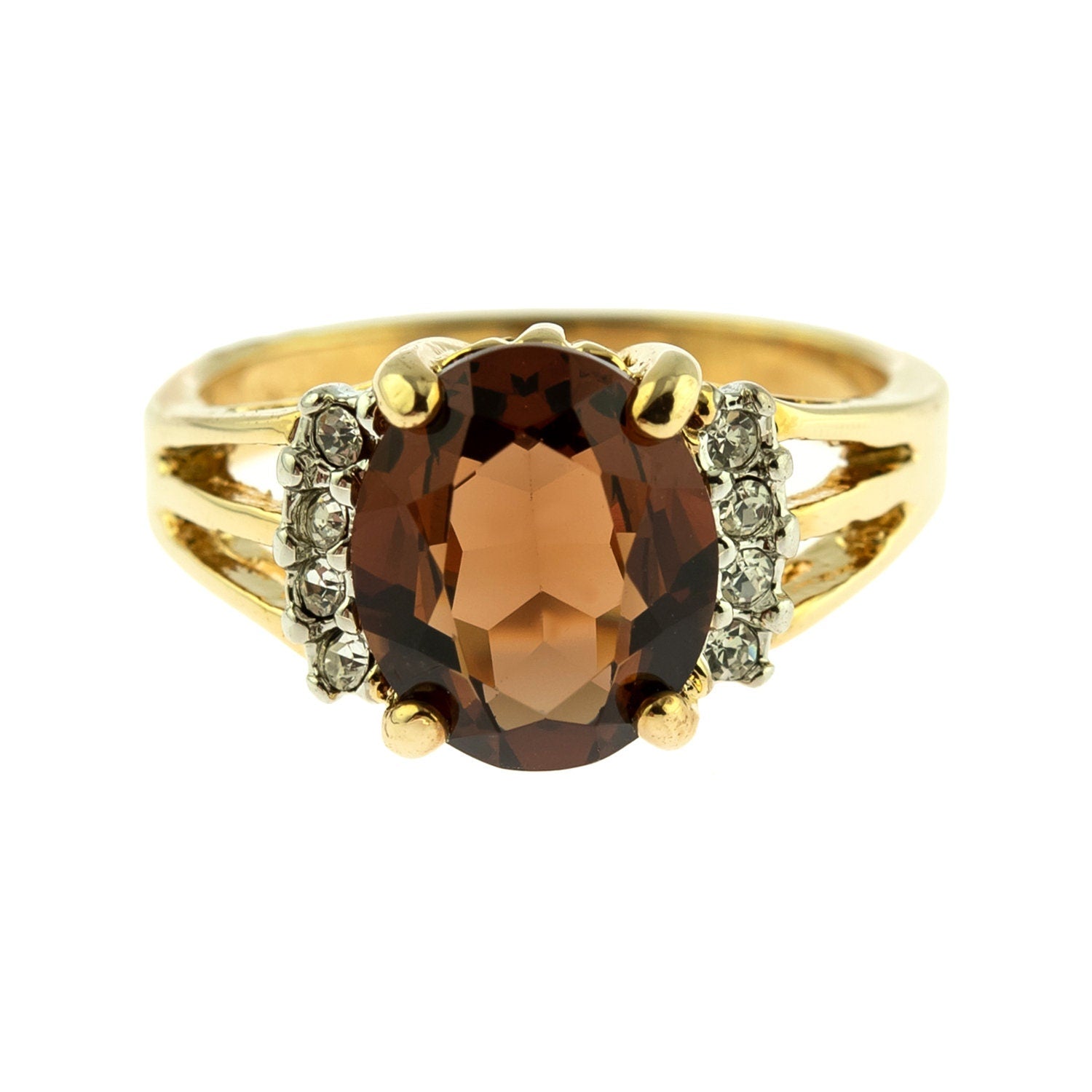 Vintage Ring 1980s Aquamarine Cubic Zirconia Ring Clear