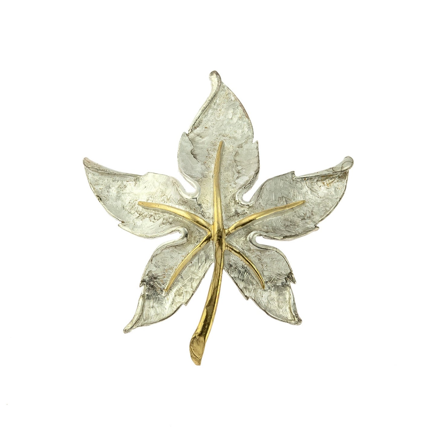 Oscar de la Renta Vintage Gold and Silver Leaf Pin Brooch OSP-LEAF