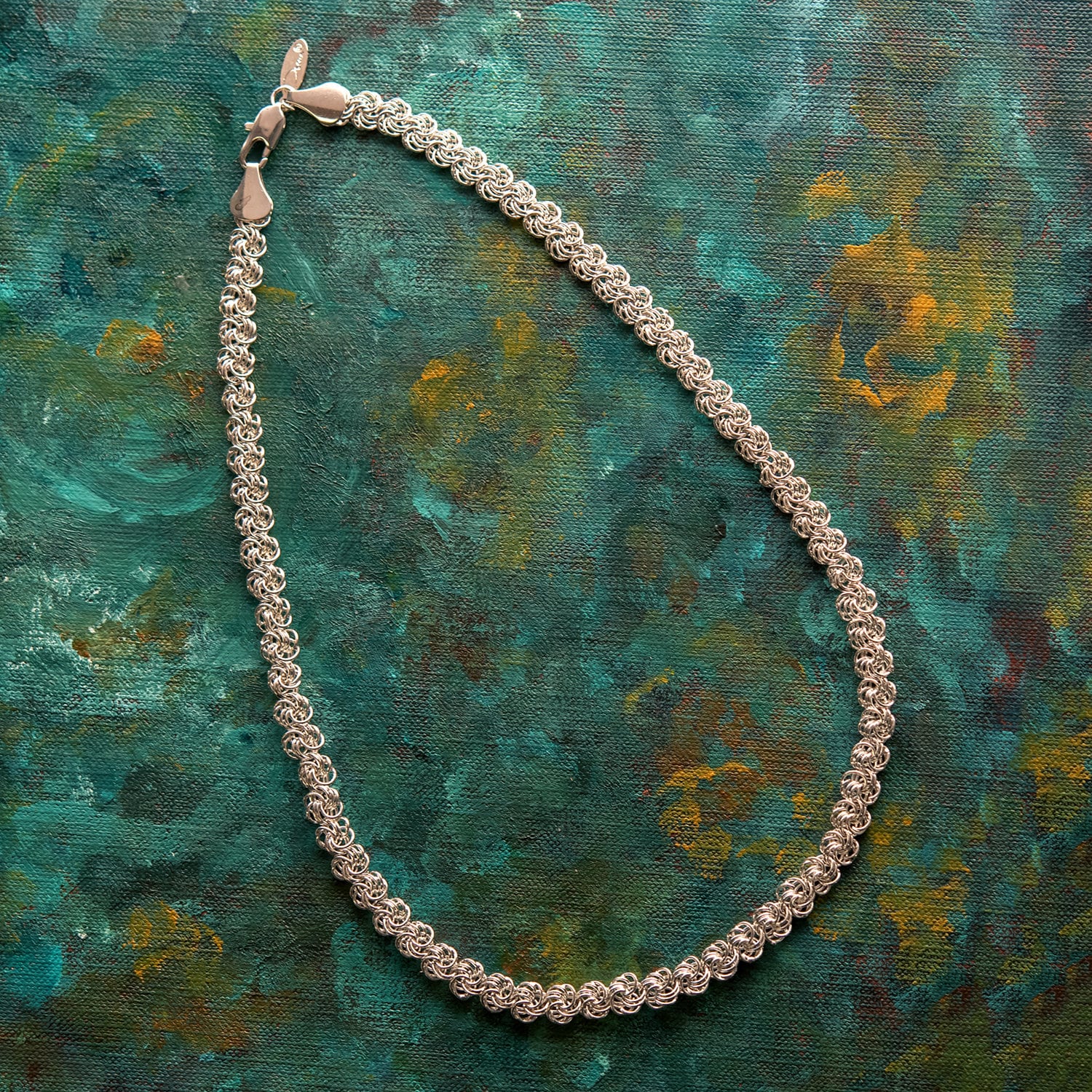 Vintage Oscar De La Renta 16.5 inch White Gold Silver Tone Link Chain Necklace Womans Designer #OSN-981-W - Limited Stock - Never Worn