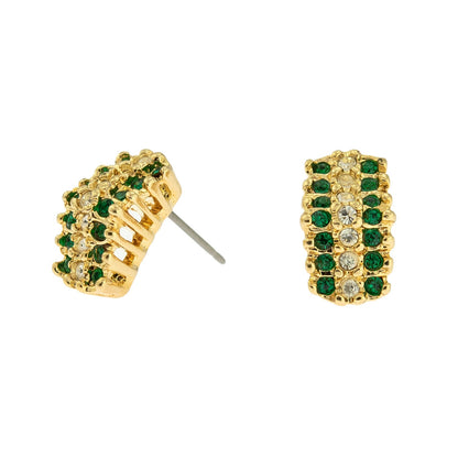 Vintage Earrings Emerald and Clear Swarovski Crystal Post Earrings E1753 - Limited Stock - Never Worn