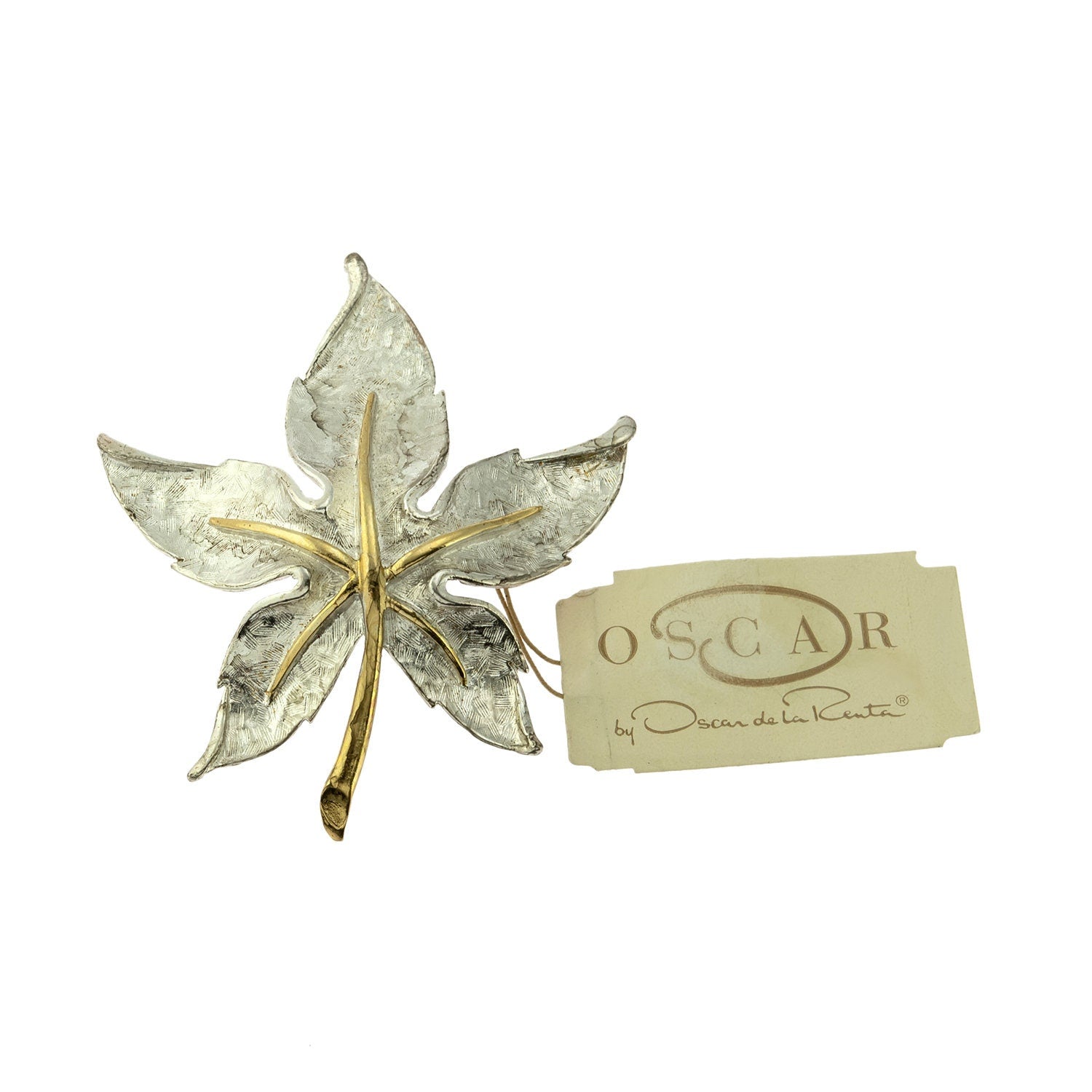 Oscar de la Renta Vintage Gold and Silver Leaf Pin Brooch OSP-LEAF - Leaf