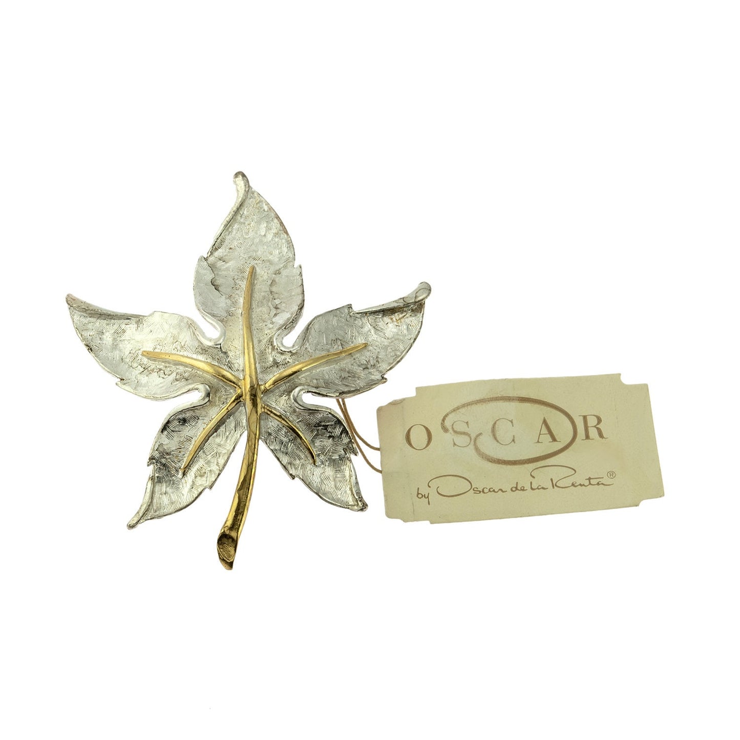 Oscar de la Renta Vintage Gold and Silver Leaf Pin Brooch OSP-LEAF