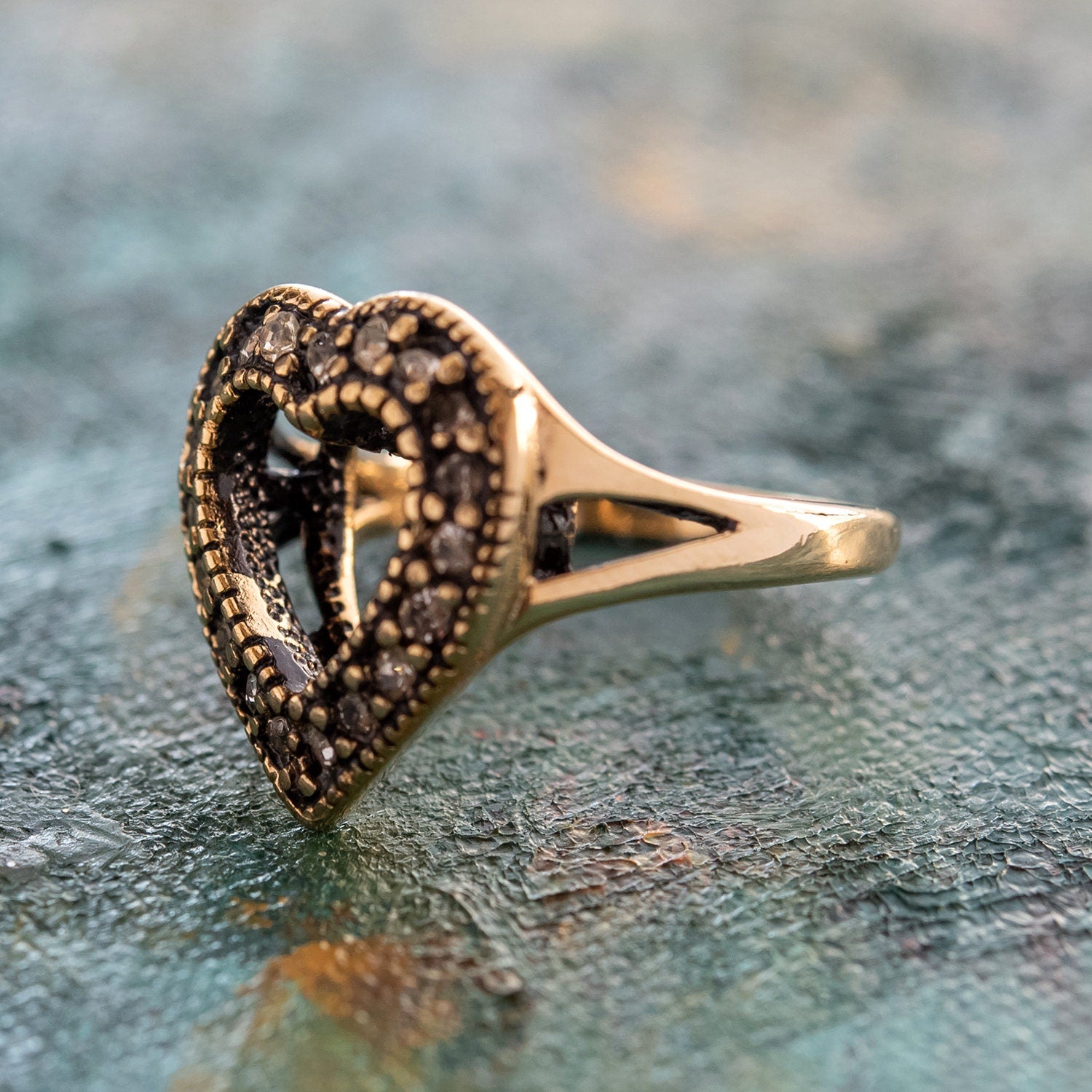 Crystal sale heart ring