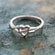 Vintage Ring 1980s Heart 18kt White Gold Silver Ring Antique Womans Jewelry #R1040-W