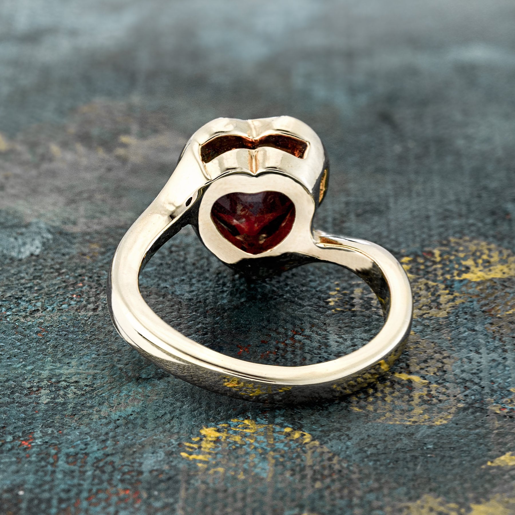 Vintage Ring 1970s Heart Shape Ring with Ruby Swarovski Crystal 18k Gold Antique Womans Jewelry #R1400 - Limited Stock - Never Worn