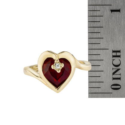 Vintage Ring 1970s Heart Shape Ring with Ruby Swarovski Crystal 18k Gold Antique Womans Jewelry #R1400 - Limited Stock - Never Worn