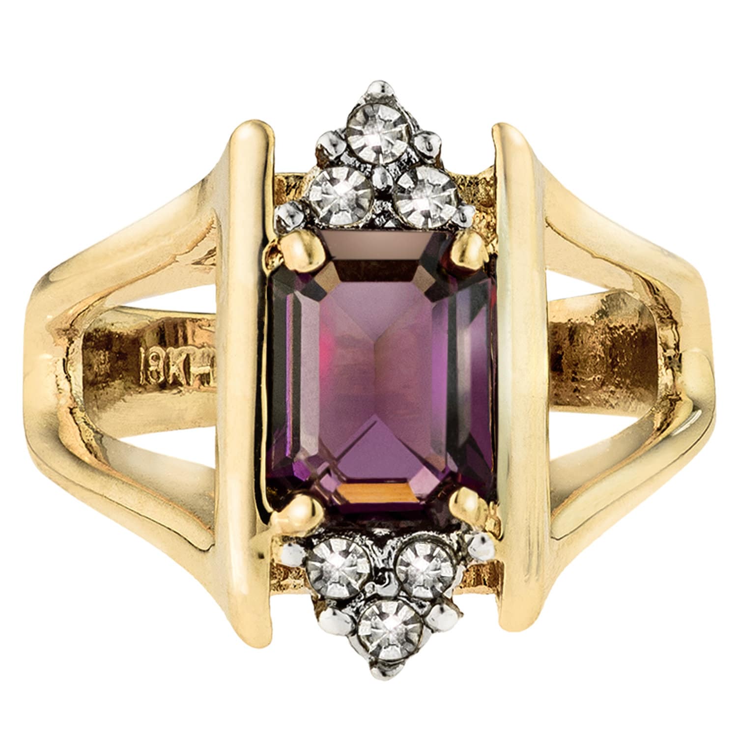 Women's Vintage Ring Amethyst Ring Antique 18k Gold Austrian Crystals February Birthstone Womans Jewelry #R1747