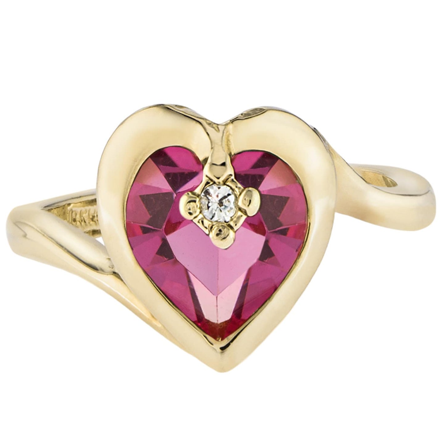Vintage Ring 1970s Heart Shape Ring Pink Tourmaline Swarovski Crystal 18k Gold Womans Promise Jewelry #R1400 - Limited Stock - Never Worn