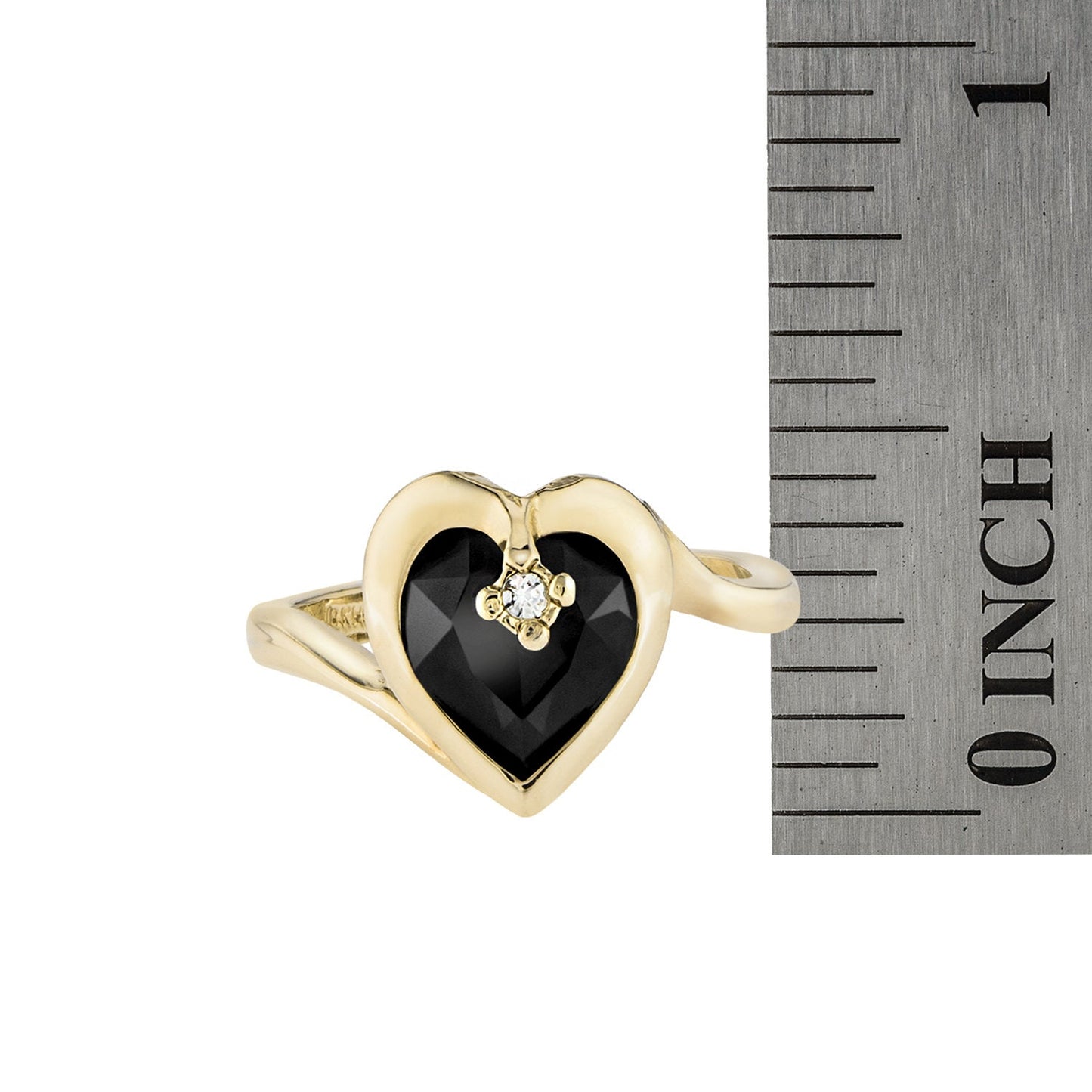 Vintage Ring 1970s Heart Shape Ring with Jet Black Swarovski Crystal 18k Gold Antique Womans Jewelry #R1400 - Limited Stock - Never Worn