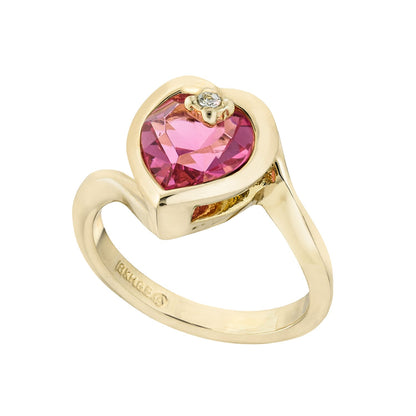Vintage Ring 1970s Heart Shape Ring Pink Tourmaline Swarovski Crystal 18k Gold Womans Promise Jewelry #R1400 - Limited Stock - Never Worn