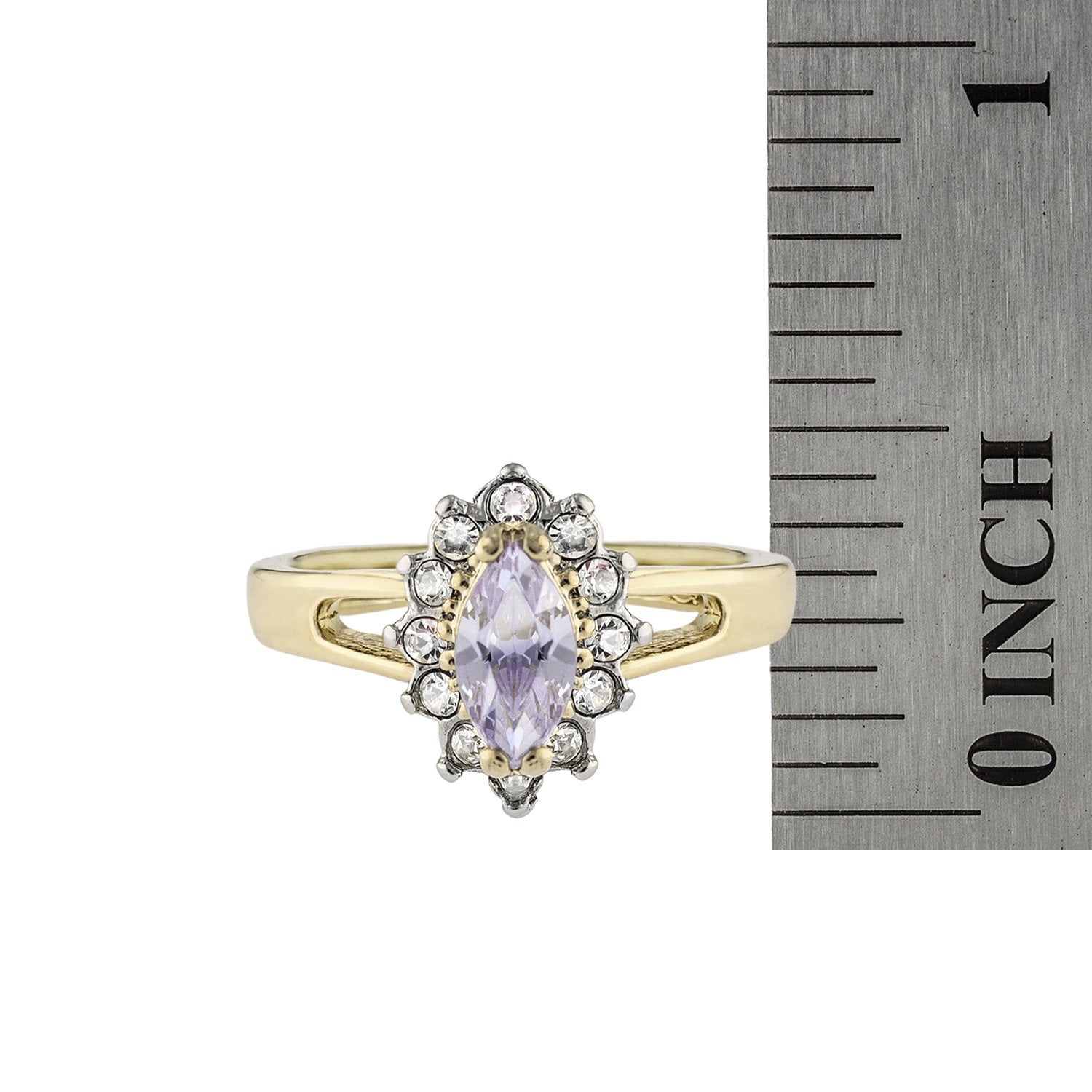 Vintage Ring Alexandrite Cubic Zirconia and Clear Swarovski Crystals 18kt Gold #R1314 - Limited Stock - Never Worn