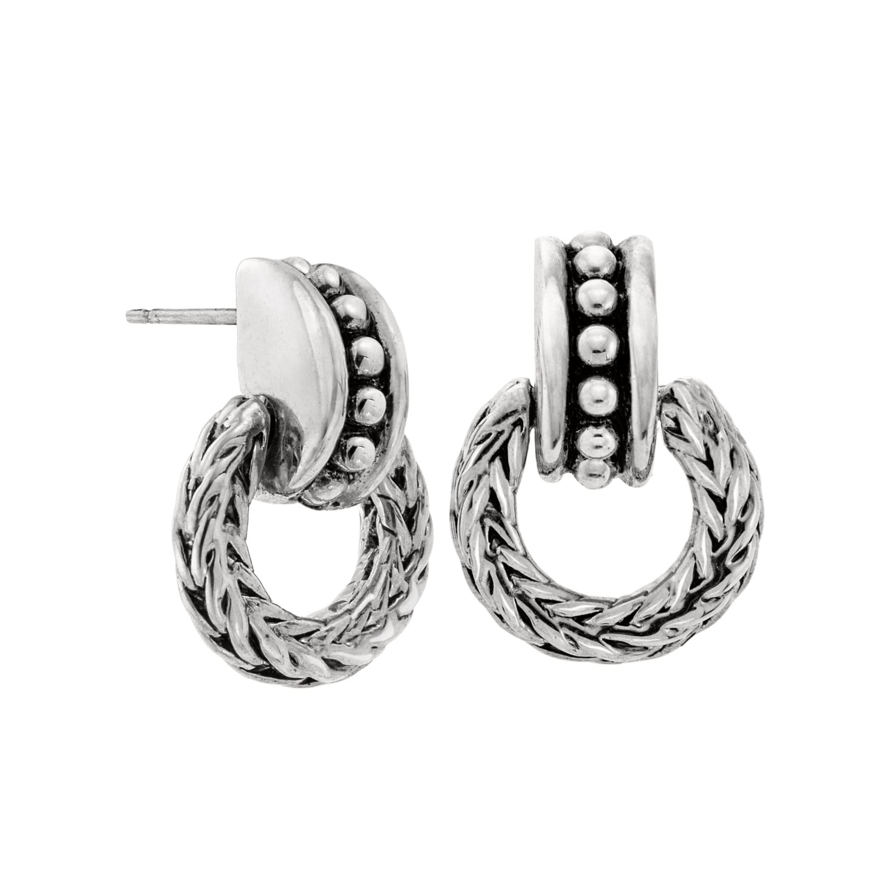 Vintage Earrings Oscar De La Renta Antique Silver Tone Braided Dangling Hoops Earrings #OS106 - Limited Stock - Never Worn