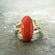 Vintage Ring 1970s Imitation Brown Coral 18k Gold Cocktail Ring #R1846