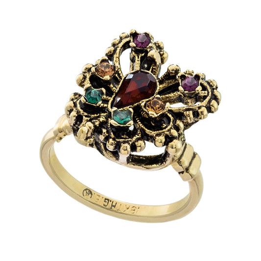 Vintage Ring Butterfly Ring Multi Colors of Swarovski Crystals 18kt Gold Womans Jewelry #R104 - Limited Stock - Never Worn