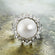 Vintage Ring 1970s Pearl Bead and Swarovski Crystal Ring 18k Gold  #R1782