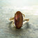 Vintage Ring 1970s Imitation Brown Coral 18k Gold Cocktail Ring #R1846