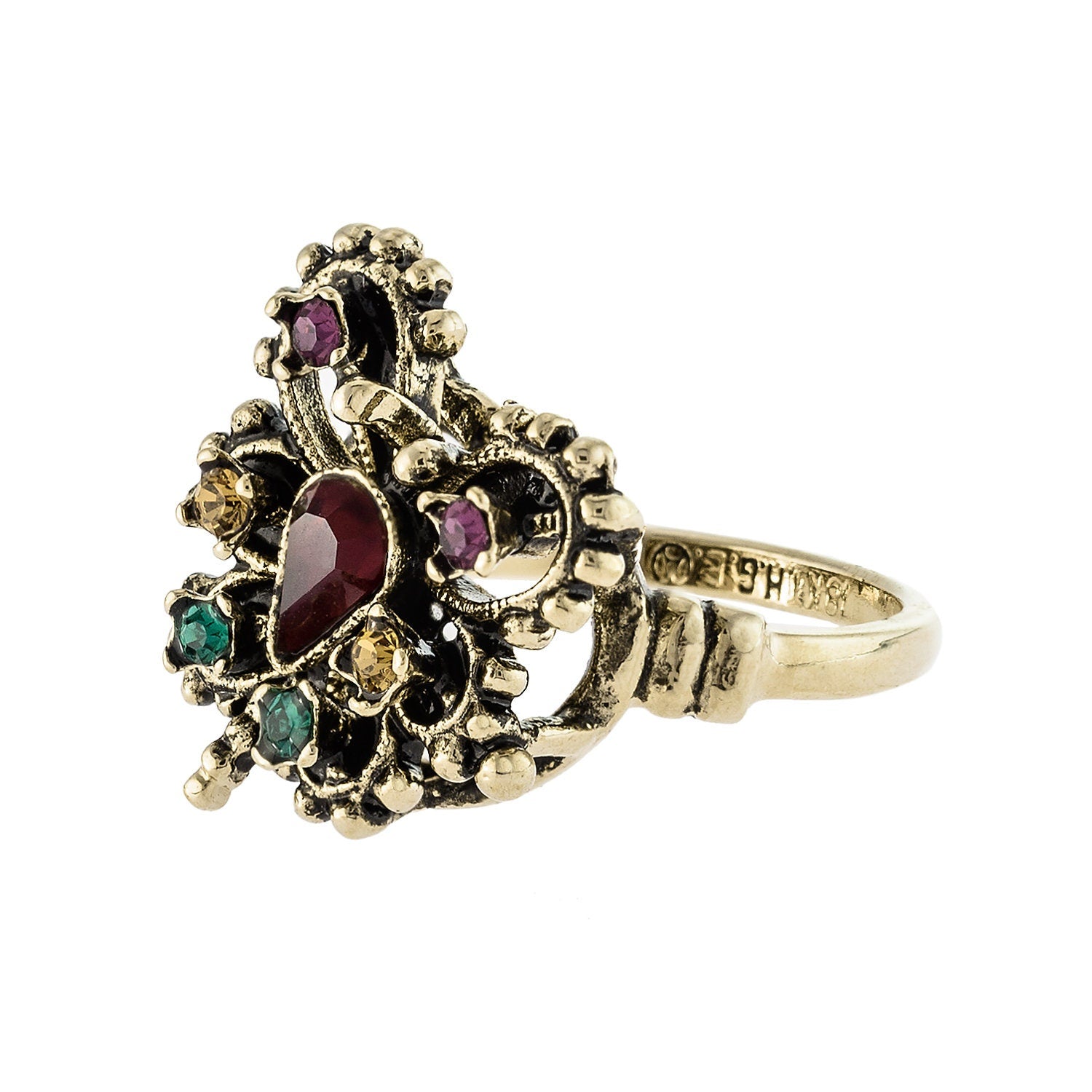 Vintage Ring Butterfly Ring Multi Colors of Swarovski Crystals 18kt Gold Womans Jewelry #R104 - Limited Stock - Never Worn