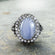 Genuine Blue Vintage Ring Moonstone Edwardian Style Antique 18k White Gold Clear Crystals Womans Jewelry R169