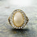 Genuine Blue Vintage Ring Moonstone Edwardian Style Antique 18k White Gold Clear Crystals Womans Jewelry R169