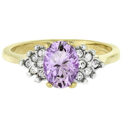 Vintage Ring Lavender Cubic Zirconia and Clear Crystals 18kt Gold  #R1862-LCZY - Limited Stock - Never Worn