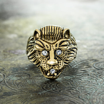 Vintage Ring Zodiac Birthstone Lion Ring R1310