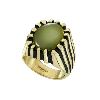 Vintage Ring 1980s Mens Genuine Jade Antique 18kt Gold Plated Ring #R1960 Mens Jewelry - Limited Stock - Never Worn