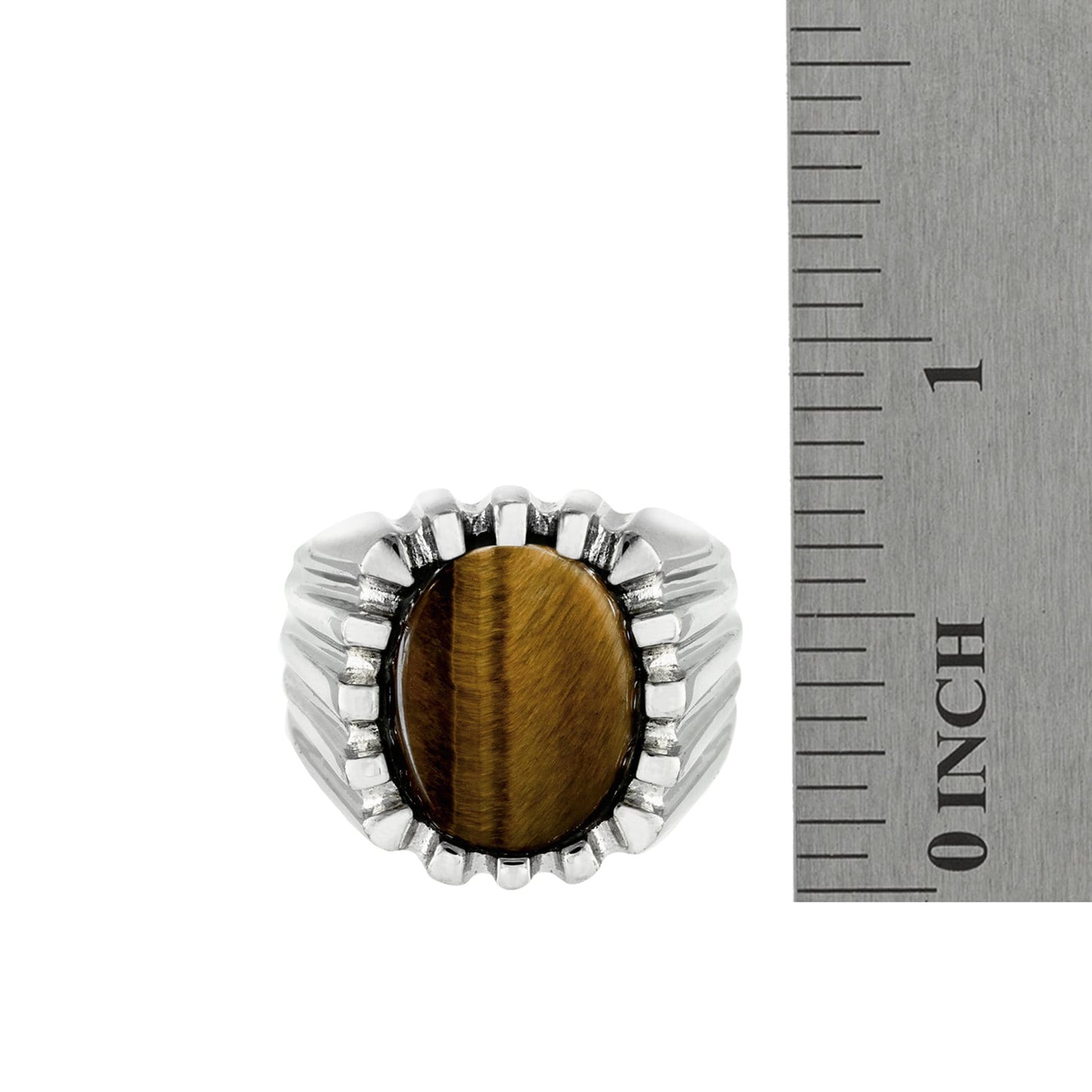 Vintage Ring 1980s Mens Genuine Tiger Eye 18kt White Gold Silver Plated Ring Antique Mens Jewelry #R1960 - Limited Stock - Never Worn