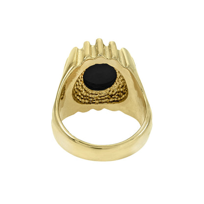 Vintage Ring 1980s Men's Genuine Onyx 18kt Gold Plated Antique Jewelry for Men #R1960 - Limited Stock - Never Worn