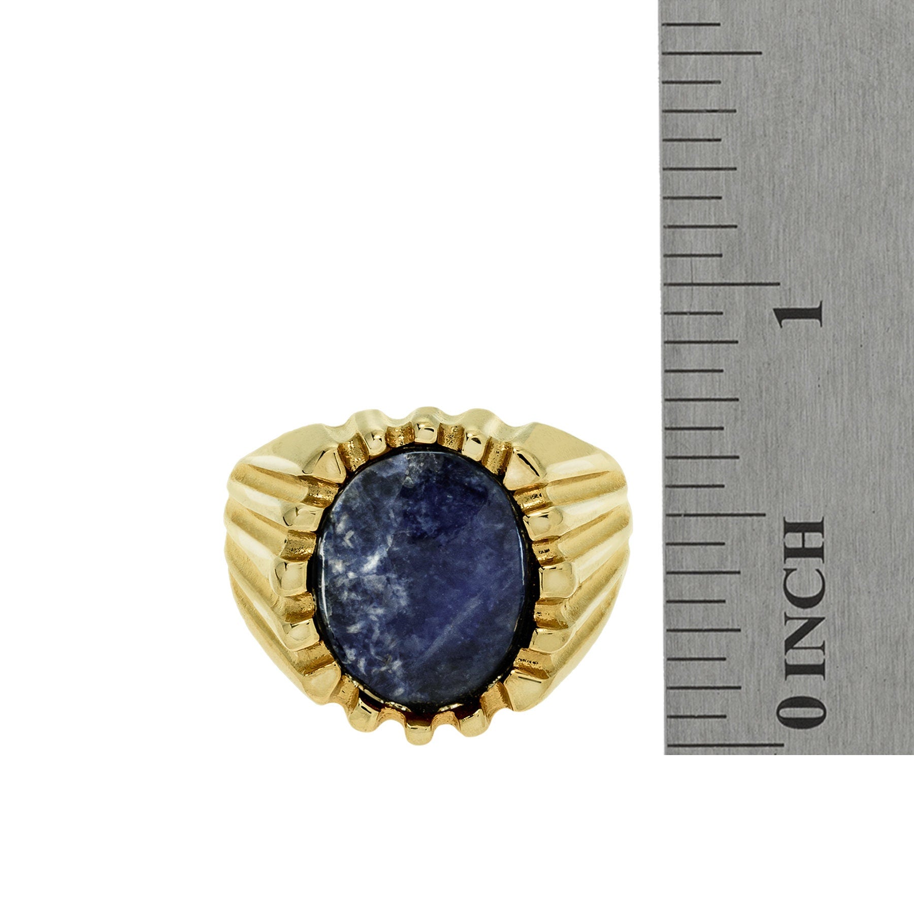 Vintage Ring 1980s Mens Genuine Sodalite 18kt Gold Plated Ring Unisex Jewelry #R1960 - Limited Stock - Never Worn