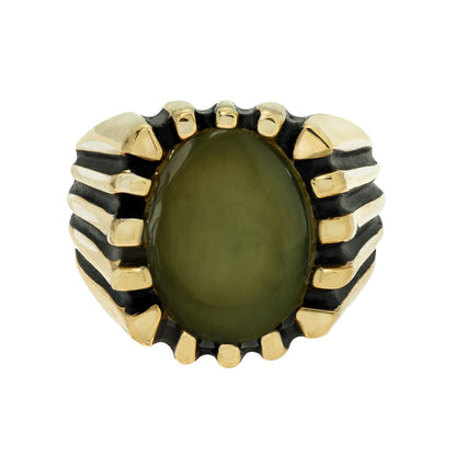 Vintage Ring 1980s Mens Genuine Jade Antique 18kt Gold Plated Ring #R1960 Mens Jewelry - Limited Stock - Never Worn