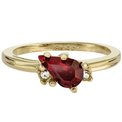 Vintage Ring Ruby and Clear Swarovski Crystals 18k Gold Band February Birthstone #R1453 - Limited Stock - Never Worn