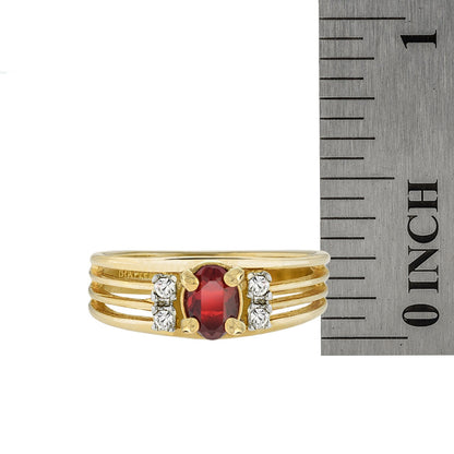 Vintage Ring Ruby and Clear Swarovski Crystals 18k Gold Band Antique Womans Stacking Dainty Ruby Jewelry #R1318 - Limited Stock - Never Worn