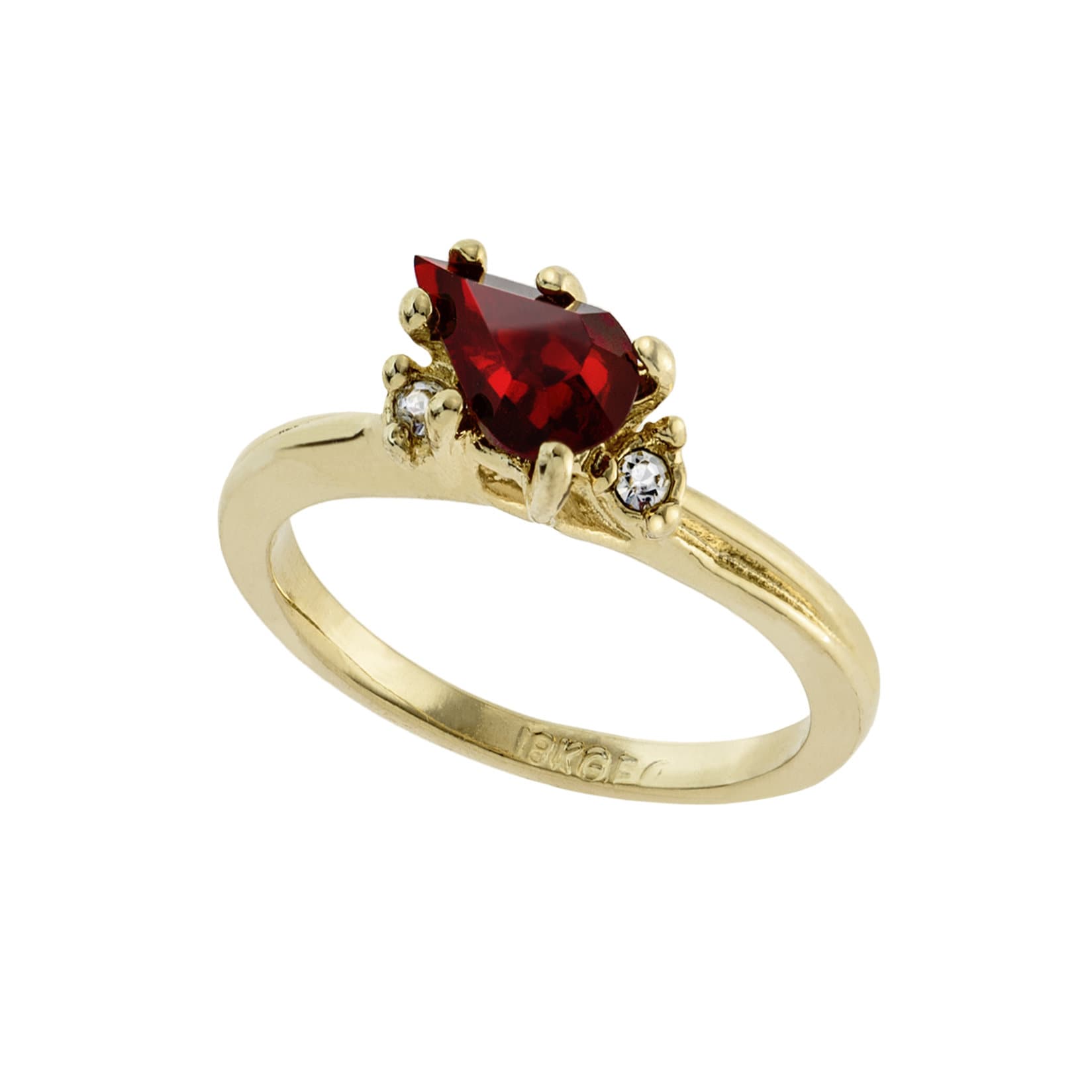 Vintage Ring Ruby and Clear Swarovski Crystals 18k Gold Band February Birthstone #R1453 - Limited Stock - Never Worn