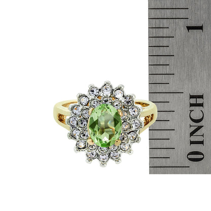 Vintage Ring Peridot and Clear Swarovski Crystals 18k Gold  #R1352-E - Limited Stock - Never Worn