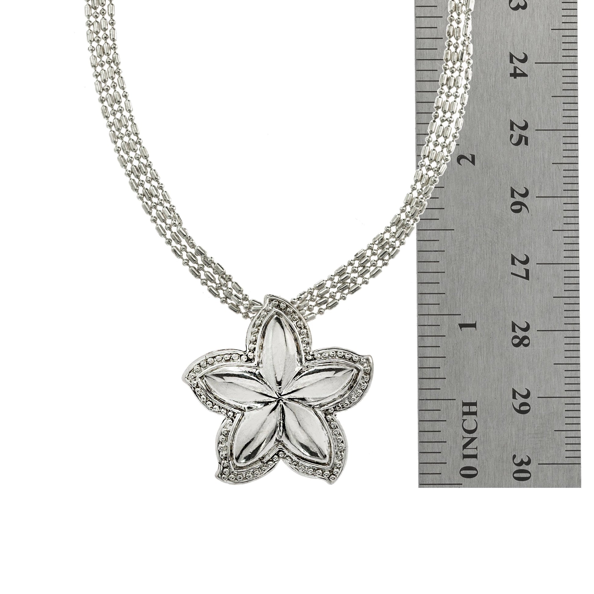 Vintage Oscar De La Renta 24 Inch White Gold Silver Tone Star Pendant Necklace #OSN-630-W - Limited Stock - Never Worn