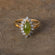 Vintage Ring Smoke Topaz and Clear Swarovski Crystals 18k Gold Plated Antique Womans Jewelry Topaz #R1891