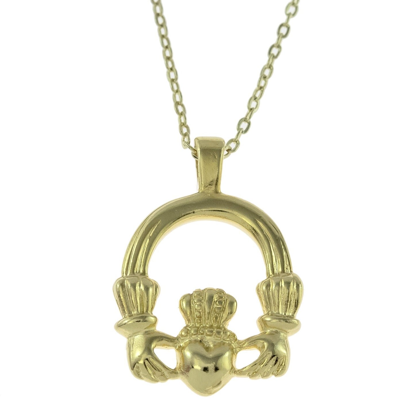 Vintage Claddagh Necklace Pendant Antique 18k Gold N1722