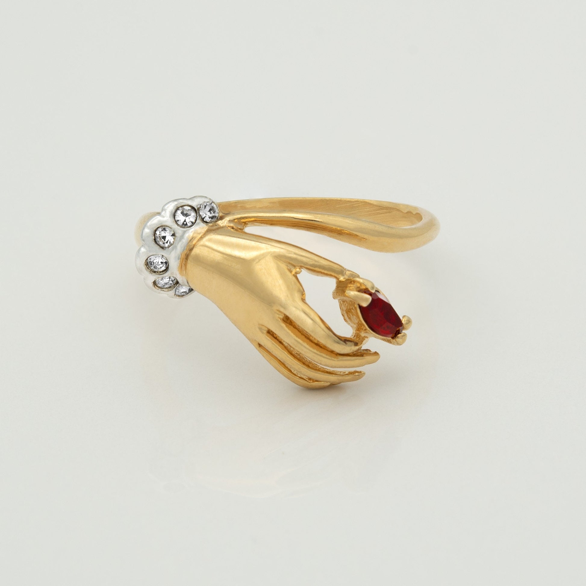 Vintage Ring Ruby Clear Austrian Crystals 18k Gold Womans Antique Rings For Women #R2964 - Limited Stock - Never Worn