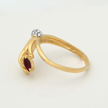 Vintage Ring Ruby Clear Austrian Crystals 18k Gold Womans Antique Rings For Women #R2964 - Limited Stock - Never Worn
