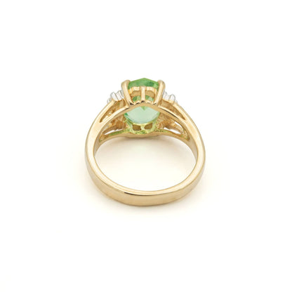 Vintage Ring 1980's Peridot Cubic Zirconia Ring with Clear Crystals 18k Gold Jewelry R1664 - Limited Stock - Never Worn