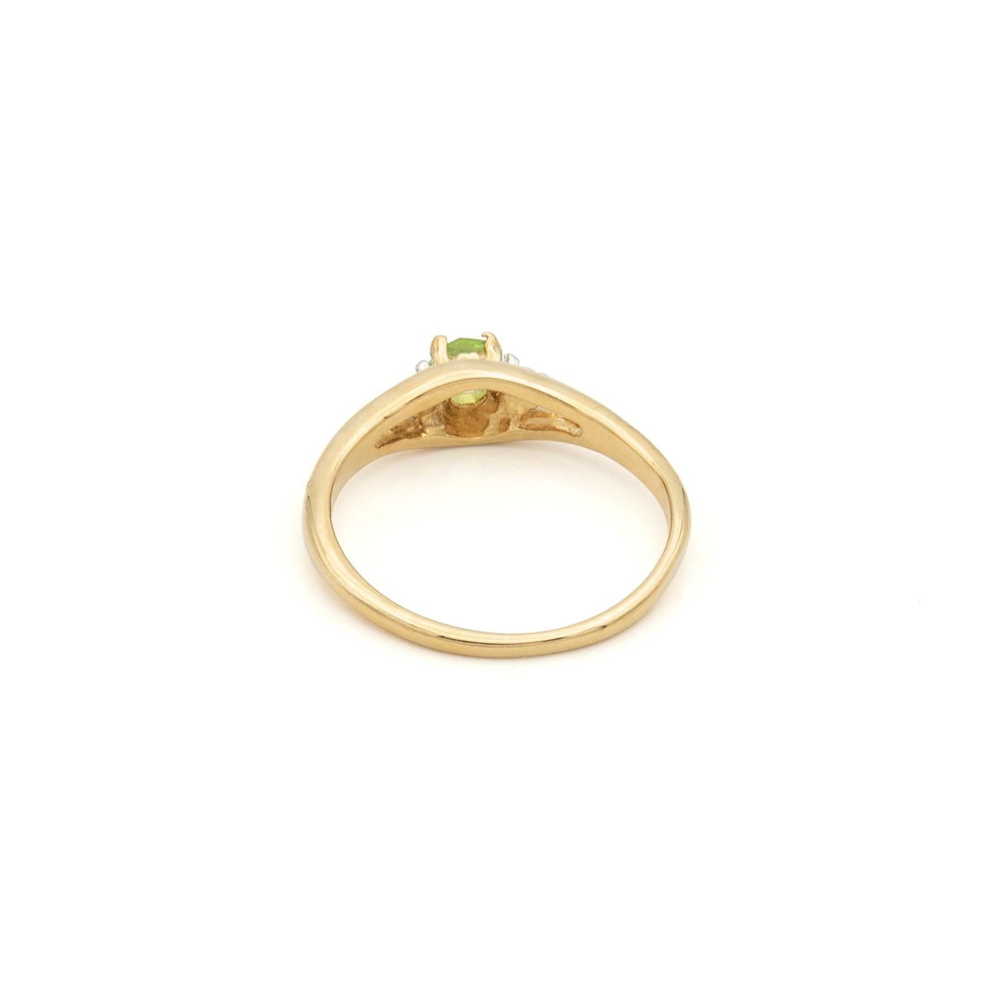 Vintage Peridot and Clear Austrian Crystals 18k Gold Ring Made in the USA R2891 - Limited Stock - Never Worn