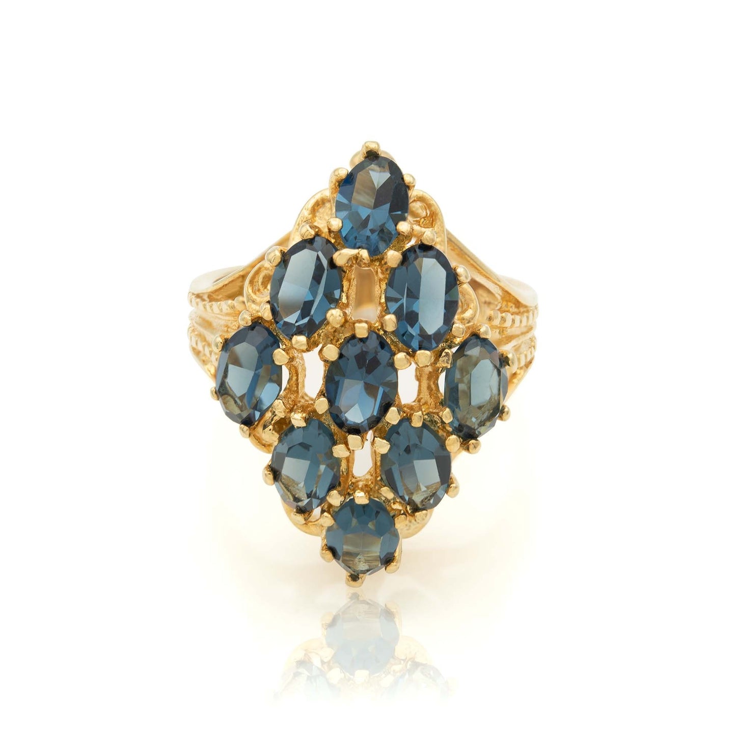 Vintage Ring Sapphire Austrian Crystal Cocktail Ring 18k Gold  R284 - Limited Stock - Never Worn