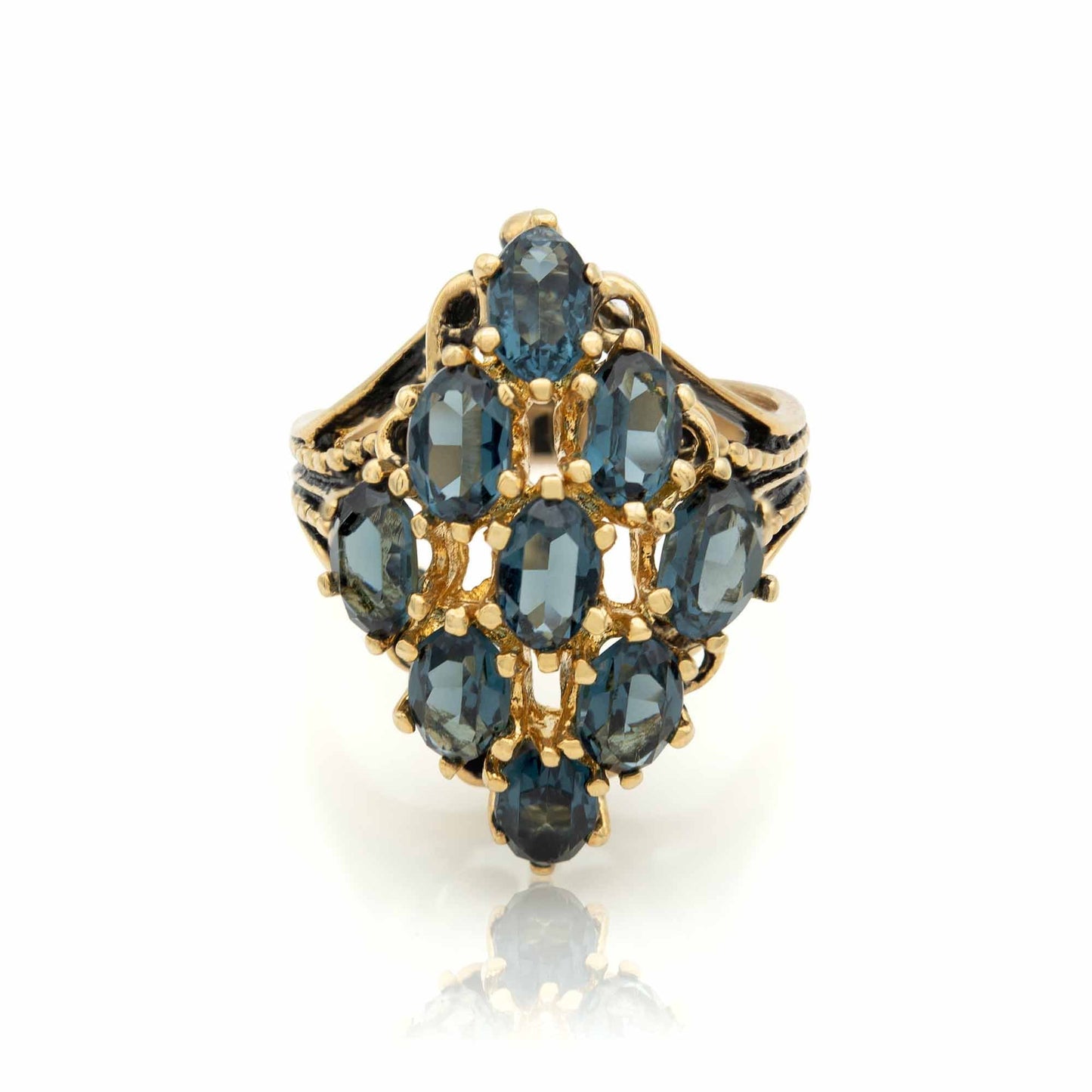 Vintage Ring Sapphire Austrian Crystal Cocktail Ring 18k Antique Gold  R284 - Limited Stock - Never Worn