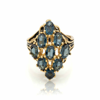 Vintage Ring Sapphire Austrian Crystal Cocktail Ring 18k Antique Gold  R284 - Limited Stock - Never Worn