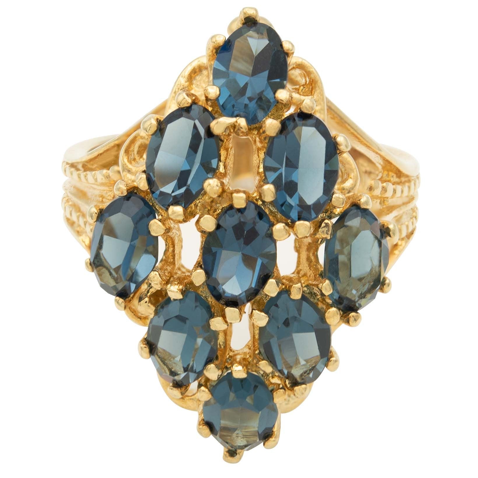 Vintage Ring Sapphire Austrian Crystal Cocktail Ring 18k Gold  R284 - Limited Stock - Never Worn