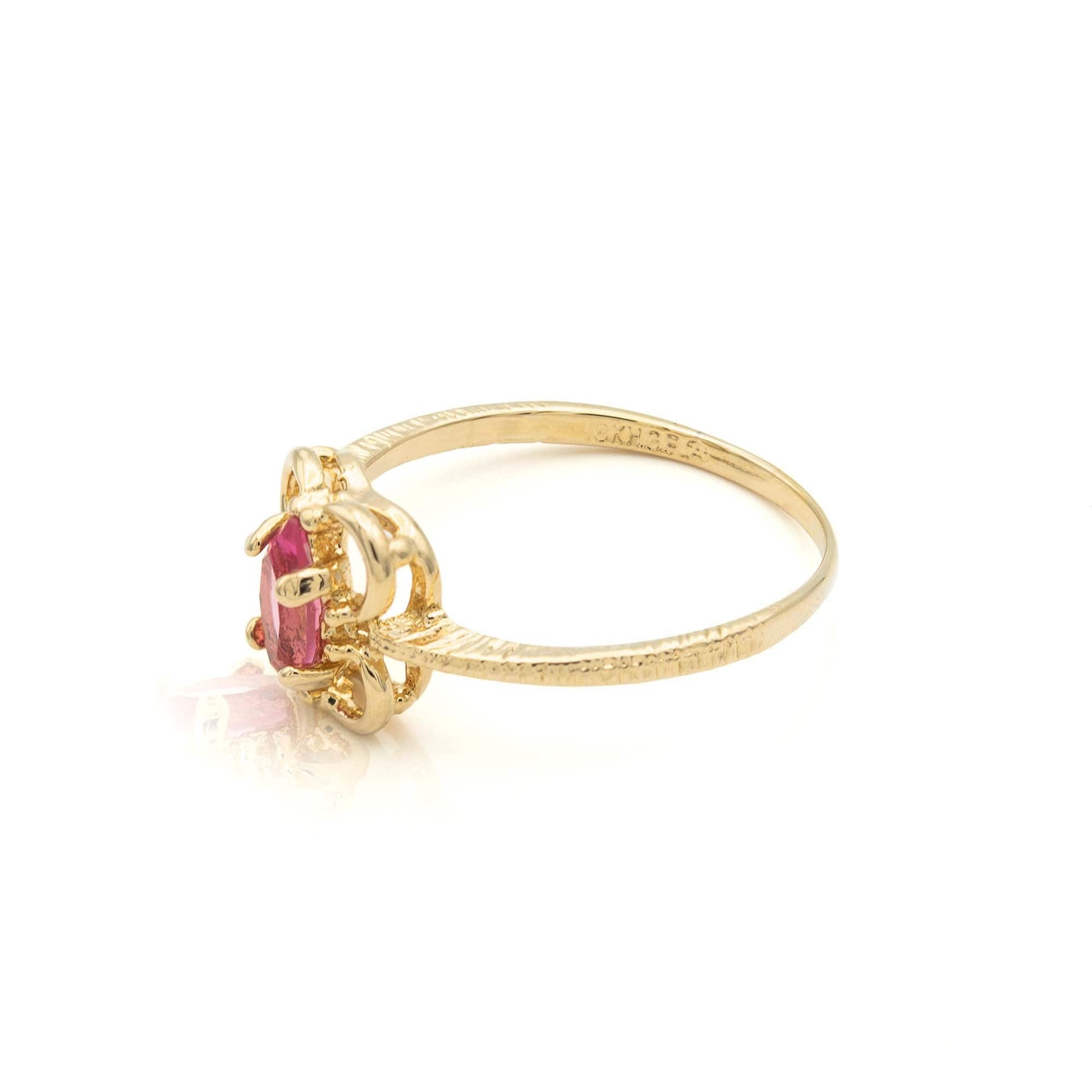 Vintage Ring Pink Tourmaline Austrian Crystal Ring 18k Gold Made in the USA R586 - Limited Stock - Never Worn